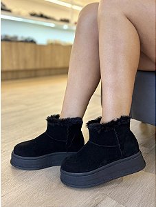 Bota De Pelos Camurça Preto Charlote