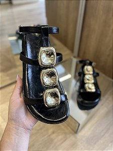 Papete Preta Com Aplicações Douradas Dandara
