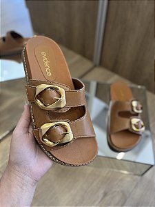 Birken Caramelo Duas Tiras Fivela Dourada Vivi