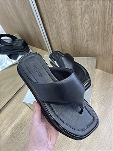 Flat Plataforma Couro Preto Paloma