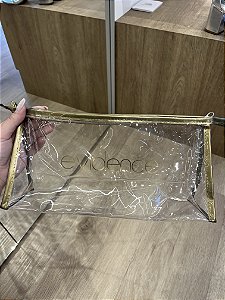 Necessaire Transparente Com Dourado Evidence