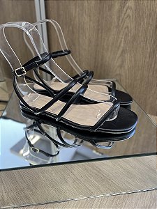 Rasteira Preto Minimalista Com Tiras Belle