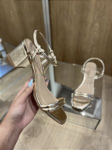 Sandália Tiras Dupla Dourada Betina