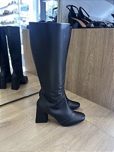 Bota Cano Alto Preta Salto Bloco Bruna