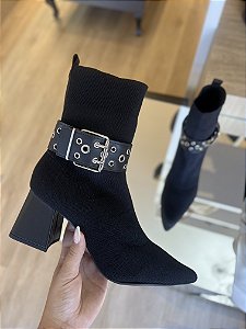 Bota De Malha Preta 2 Em 1 Juliete