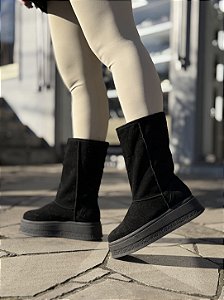 Bota De Pelos 2 Em 1 Camurça Preta Natasha