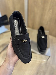 Mocassim em Couro Camurça Preto Bethy