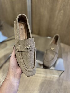 Mocassim em Couro Camurça Bege Bethy