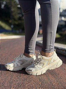 Tênis Chunky Bege Com Recortes Off White Maiara