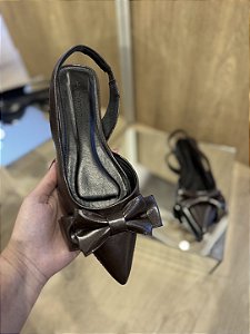 Sapatilha Slingback Marrom Laço Joana