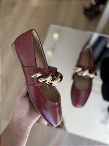 Sapatilha Cherry Com Corrente Dourada Mindy