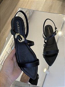 Rasteira Preta Com Fivela May