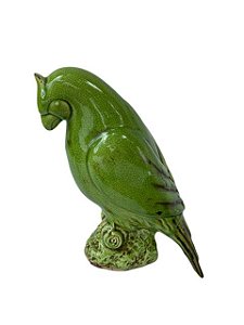 Escultura Cacatua em Cerâmica Verde