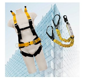 Cinto de Segurança Paraquedista Abdominal 3 Pontos + Talabarte Duplo C/abs - CSEG