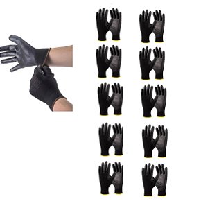 LUVA MULTITATO PU  PRETA MECÂNICO  - PACOTE C/ 12 PARES