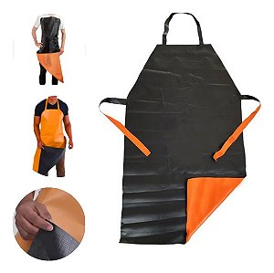 AVENTAL KP 1000 DE TREVIRA REFORÇADO LONA PRETO E LARANJA 120 X 60