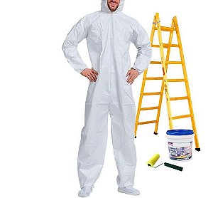MACACÃO DE SEGURANÇA BRANCO C/ CAPUZ TAM GG