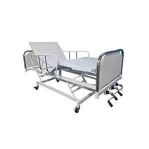 CAMA FOWLER 3 MANIVELAS – CABECEIRA INOX COM MDF E GRADES AÇO CARBONO – PE2701 PORTAL HOSPITALAR