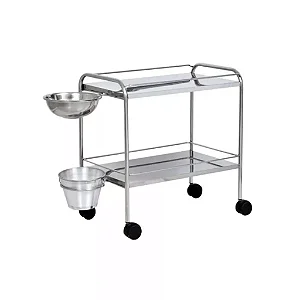 CARRO DE CURATIVO 2 PRATELEIRAS EM AÇO INOX – PE2798 PORTAL HOSPITALAR