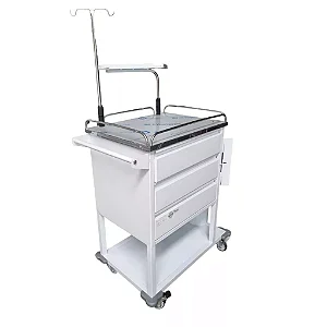 CARRO DE EMERGÊNCIA 3 GAVETAS COM TAMPO EM AÇO INOX – PE2749 PORTAL HOSPITALAR
