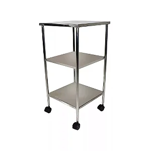 MESA AUXILIAR 40X40X80 AÇO INOX – 3 PRATELEIRAS – PE2793-IR PORTAL HOSPITALAR