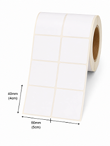 Etiqueta Adesiva Couche 50X40mm X2 Colunas (5cm x 4cm) Branca rolo 28 metros