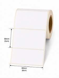 Etiqueta Adesiva Couche 80X50mm (8cm x 5cm) Branca rolo 31 metros