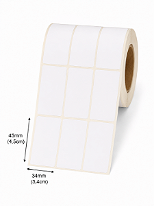 Etiqueta Adesiva Couche 34X45mm X3 Colunas (3,4cm x 4,5cm) Branca rolo 31 metros