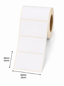 Etiqueta Adesiva Couche 60X40mm (6cm x 4cm) Branca rolo 28 metros