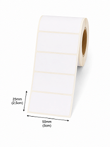 Etiqueta Térmica 50X25mm X1 Colunas (5cm x 2,5cm) Adesiva Branca rolo 28 metros