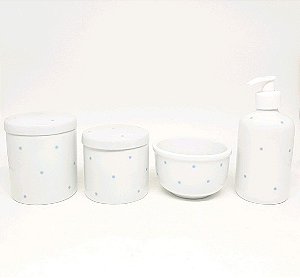 Kit Higiene Bebê Porcelana Poa Azul
