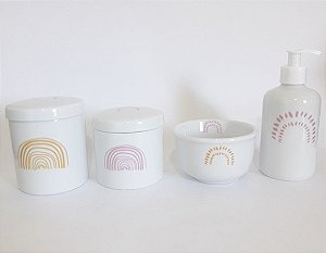 Kit Higiene Bebê Porcelana Arco Íris | Boho