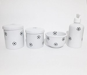 Kit Higiene Bebê Porcelana Futebol Bolinhas