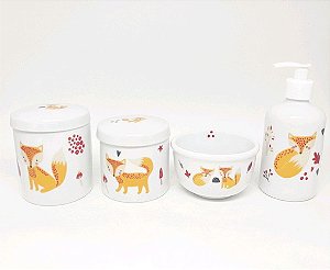 Kit Higiene Bebê Porcelana Raposa Laranja