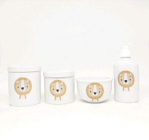 Kit Higiene Bebê Porcelana Leão Leãozinho Bichinhos