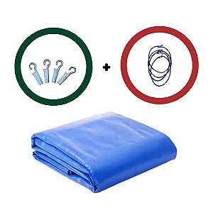 Lona Azul com ilhós 3x4 170 Gramas/m² 310 Micras + Kit Fixação