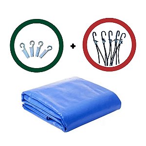Lona Azul com ilhós 3x4 170 Gramas/m² 310 Micras + Kit Fixação (preto)