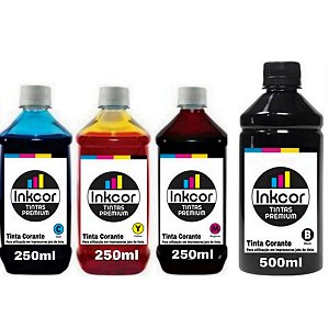 Tintas para Recarga de Cartuchos HP Canon Preta 500ml Coloridas 250ml de Cada Cor
