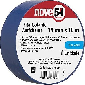 Fita Isolante Azul Nove54 19mm x 10m