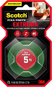 Fita Dupla Face Fixa Forte Extrema 24mm x 2m Scotch 3M