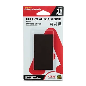 FE300Q 22mm X 22mm Feltro Autoadesivo Escuro Quadrado 3mm