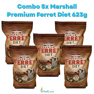 Combo 5 Pacotes Marshall Premium ferret diet 623g