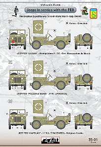 Decalques Jeeps In Service With The FEB 1/35 Scale-35