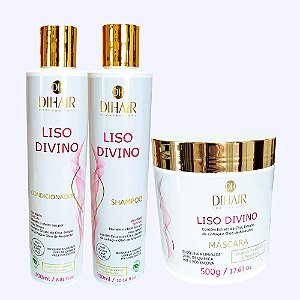 Kit Liso Divino Shampoo 300ml, Condicionador 300ml e Máscara 500g - DIHAIR