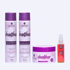 Kit Chantihair: Shampoo, Condicionador, Máscara 250g e Óleo de Argan 60ml - DIHAIR