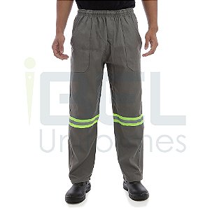 Calça Cintura Elástico Total com faixas refletivas - Cinza