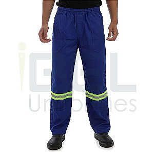 Calça Cintura Elástico Total com faixas refletivas - Azul Royal