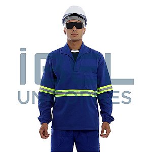 Camisa Gola Italiana e faixas refletivas - Azul Royal