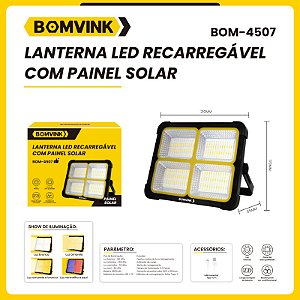 Lanterna Led Recarregável Com Painel Solar BOM-4507 Bomvink