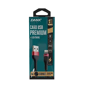 Cabo Carregador USB Premium Type-C Danx-DU222T-Preto/Vermelho